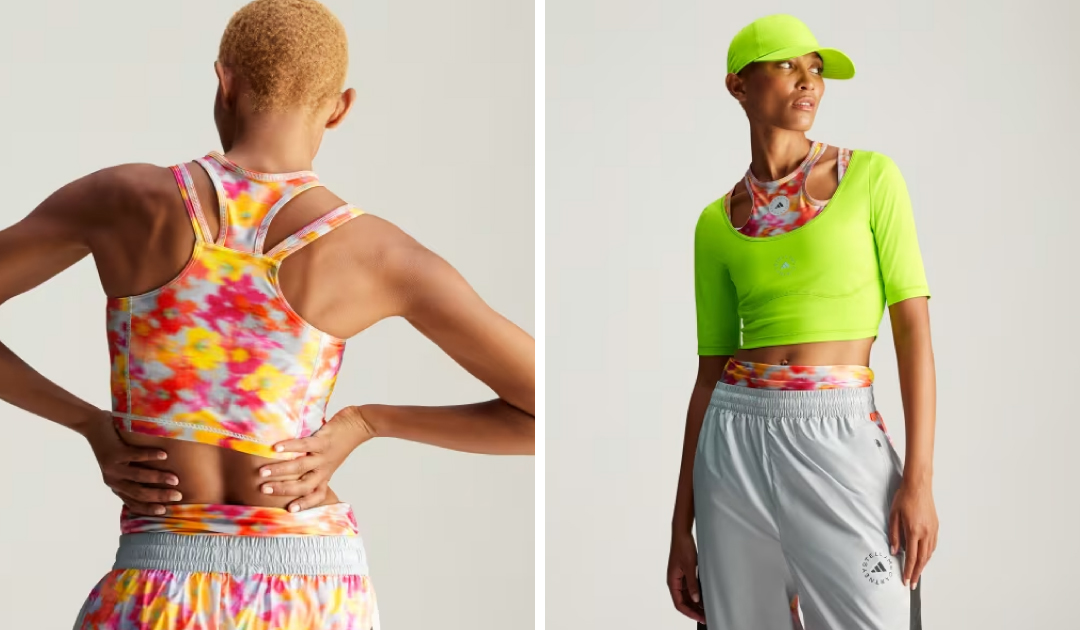 Imagens de peças de roupa da linha Adidas by Stella McCartney.